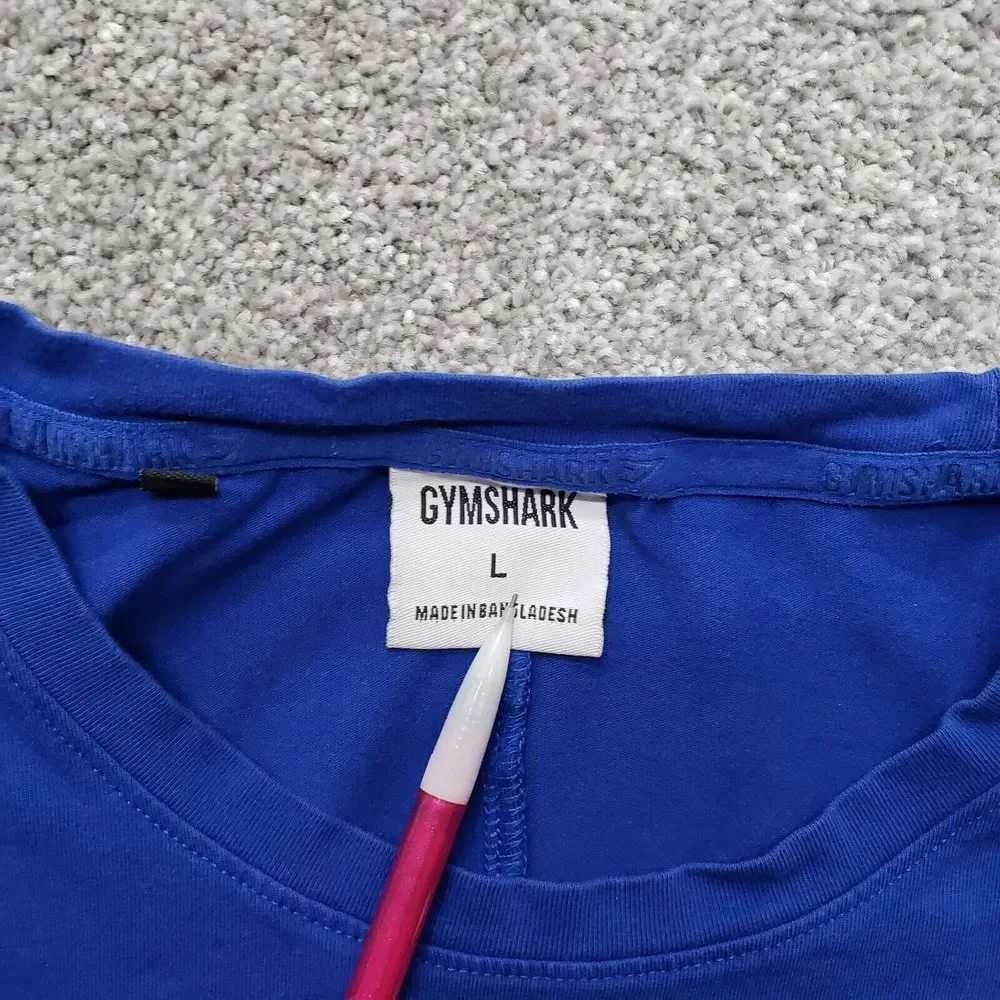 Gymshark Shirt Adult Large Blue Short Sleeve Crew Spell Out Logo Ladies - Picture 8 of 10